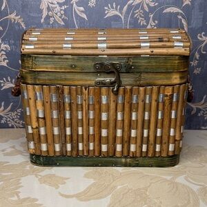 Vintage Estate Rustic Bamboo Storage Basket with Latch